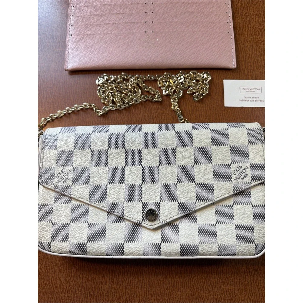 Louis Vuitton Pochette Felicie Damier Azur Chain Shoulder Bag N63106 With Insert